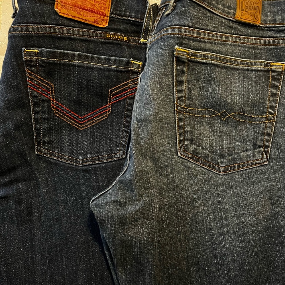 2 Pair Lot Lucky Brand Low Rise Sundown Straight/Flare Jeans